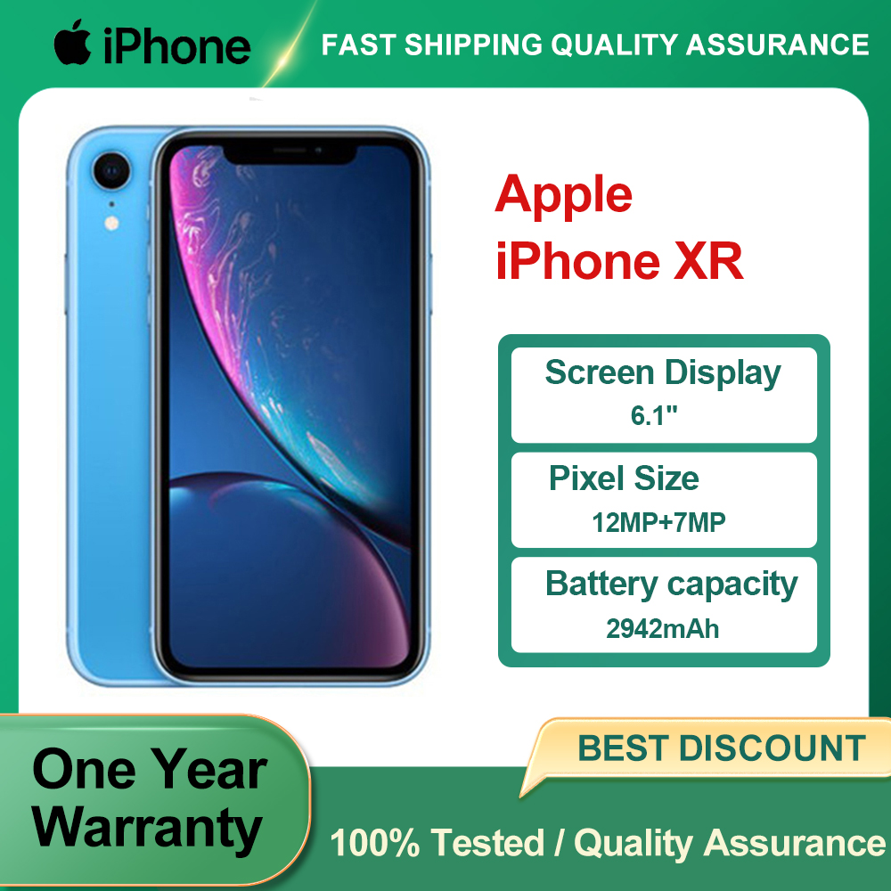 Apple iPhone XR オリジナル中古ロック解除 4G 携帯電話 Face ID 6.1 "64/128/256GB ROM 12MP カメラヘキサコア IOS NFC スマートフォン