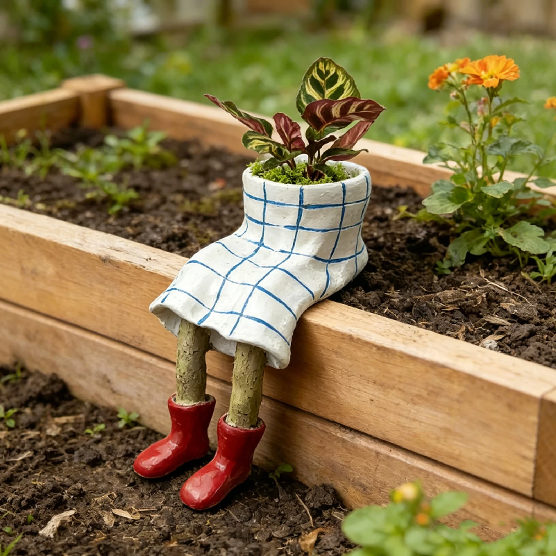1Pcs Novelty Sitting Legs Ceramic Planter, Cute Dress & Jeans Shaped Flower Pot, Home Office Shelf Decor, Gift for Plant Parents