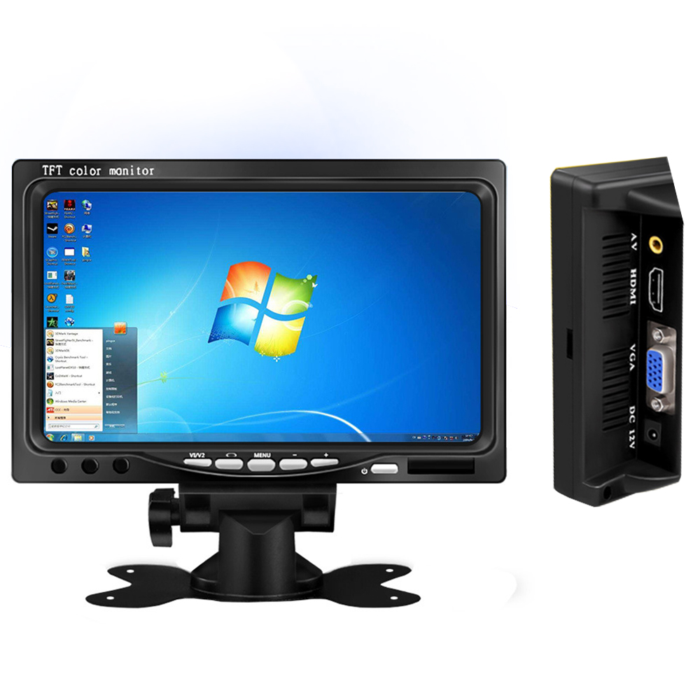 Raspberry Pi / CCTV / PC用AV / VGA / HDMI入力付き1024 X 600解像度7インチ小型LCDカーモニター