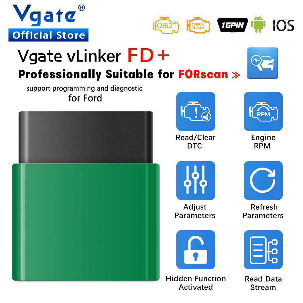 Vgate vLinker FD ELM327 FORScan フォードスキャン Bluetooth 4.0 WIFI ELM 327 OBD2 車診断自動ツール OBD 2 スキャナ J2534