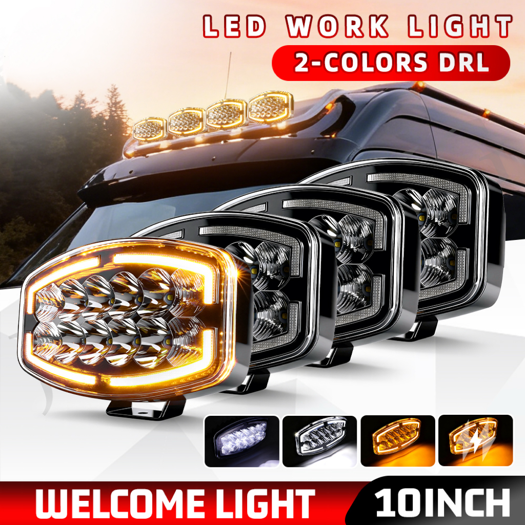 HAOLIDE 新しい 10 インチ LED ワークライトデュアルカラー DRL アンバーポジションライトストロボビーム IP68 スポットライトトラック 4WD オフロード使用