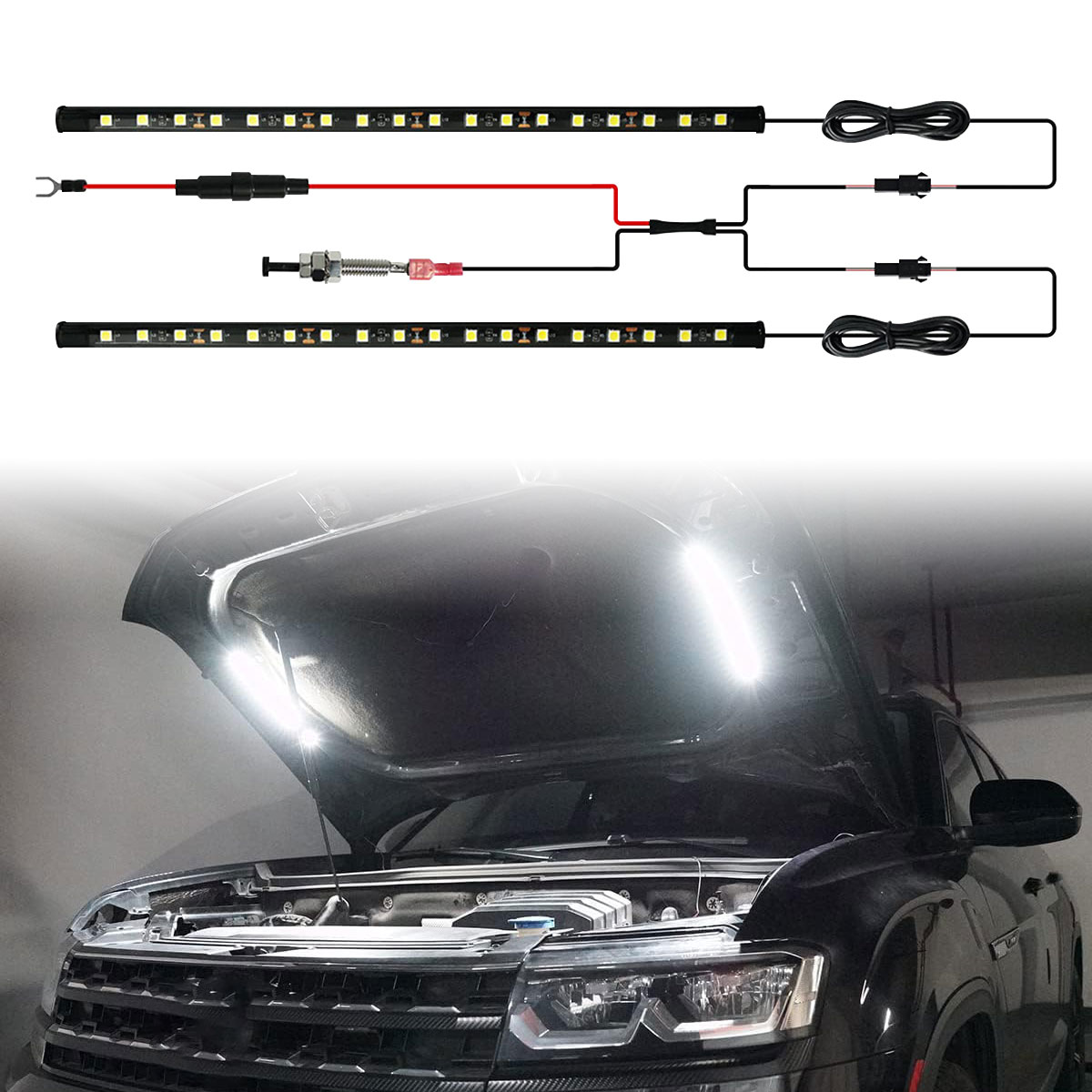 1/2in1 車のエンジンキャビン LED ライトバー自動ボンネット下作業検査修理ライトストリップ超高輝度白ユニバーサル