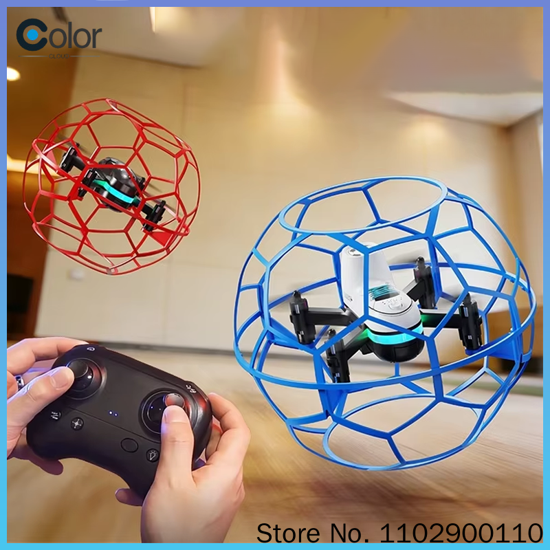 Yl16 Rc フライングボールドローンサッカークアッドコプター衝突防止耐衝撃ランニング Led ライト 2.4 グラム 1 キー離陸自動高度