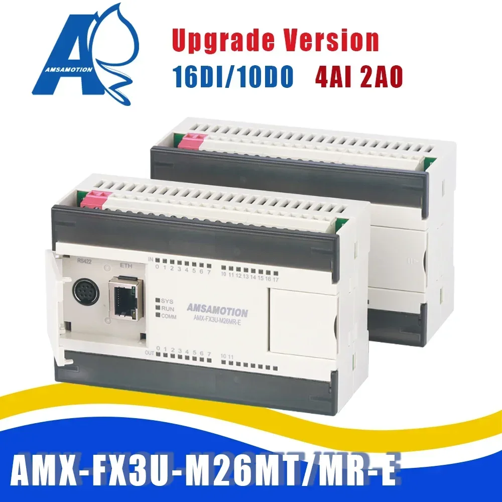 アップグレード Amsamotion FX3U-M26MR-E M26MT-E 交換用三菱 MELSEC PLC 4AI/2AO MODBUS アナログトランジスタリレー EM3 モジュール