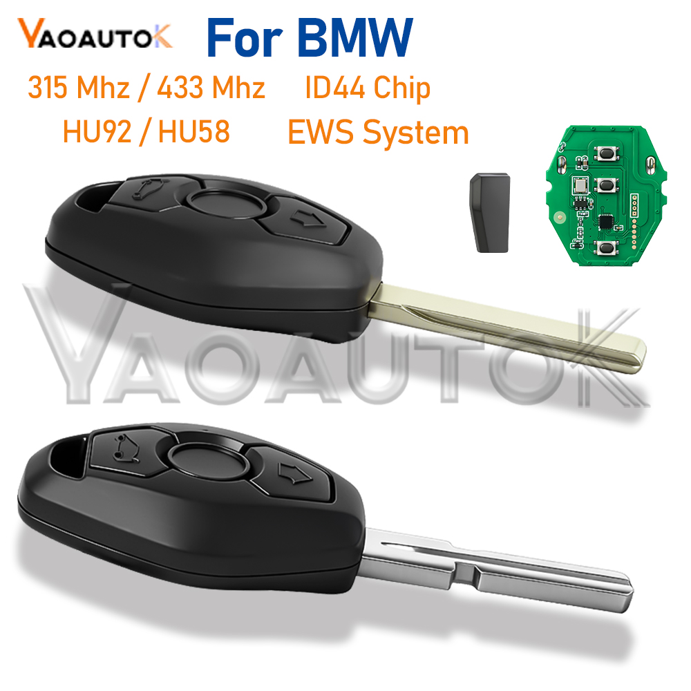 EWS システム 3 ボタンリモート車のキー BMW 330 325 525 E38 E39 E46 X3 X5 Z3 Z4 1/3/5/7 シリーズ ID44 チップ 315/433MHz HU58 HU92