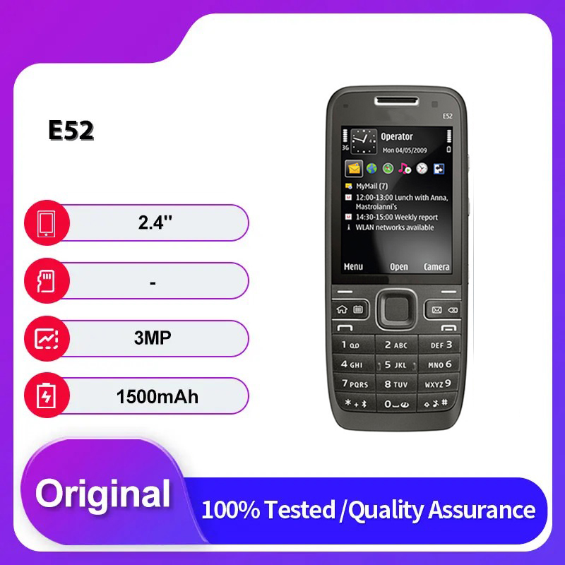オリジナルロック解除 E52 シングル Sim GSM 900/1800 2G/3G Bluetooth 携帯電話ロシア語アラビア語キーボードフィンランド製