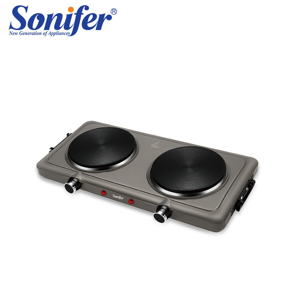 Sonifer 2000W ダブルバーナー電気ホットプレート SF-3052、鋳鉄、可変温度制御、ポータブルカウンタートップストーブ