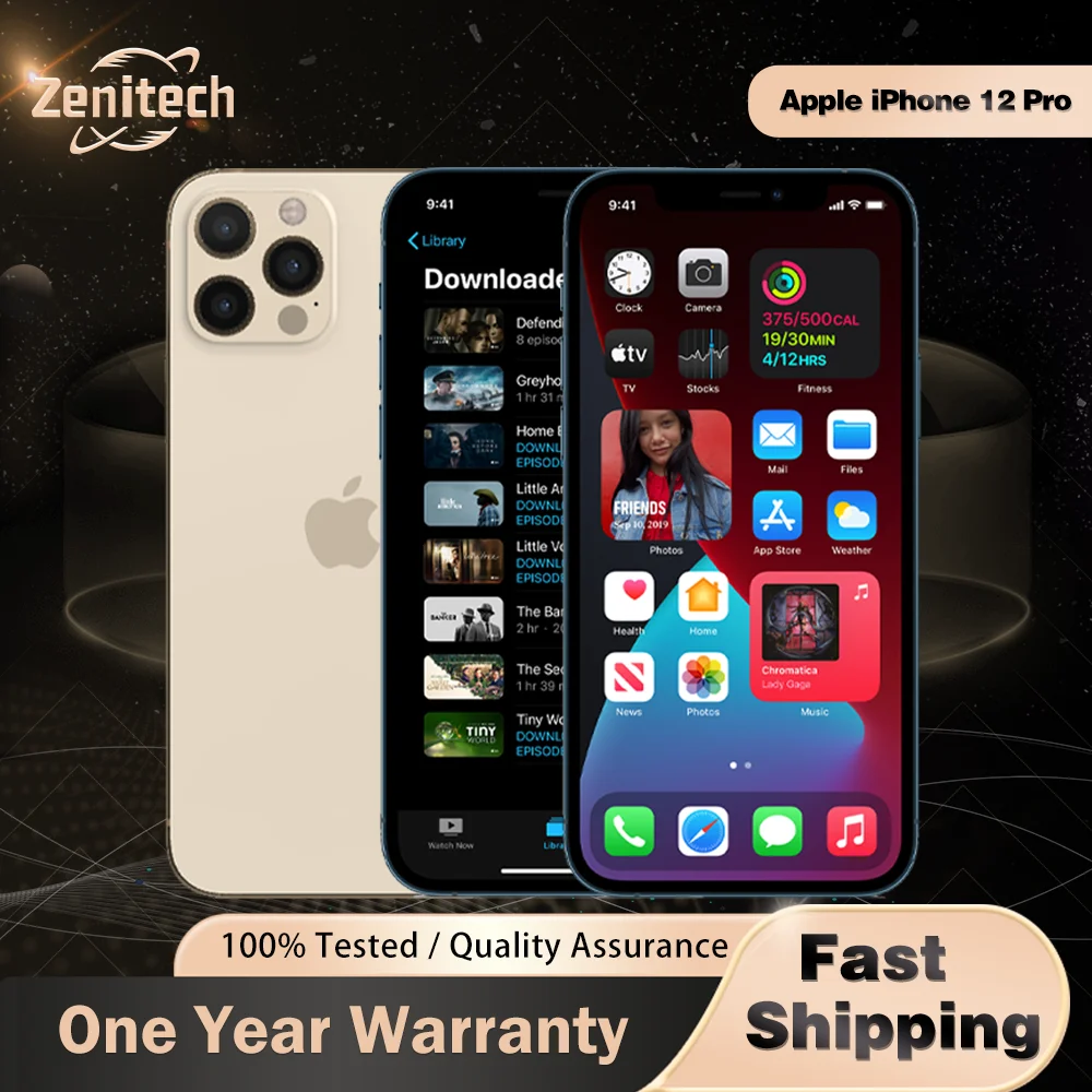 オリジナル Apple iPhone 12 Pro 5G 携帯電話 NFC 6GB RAM 128GB/256GB ROM Face ID 6.1 ''A14 バイオニック ヘキサコア iphone 12 pro