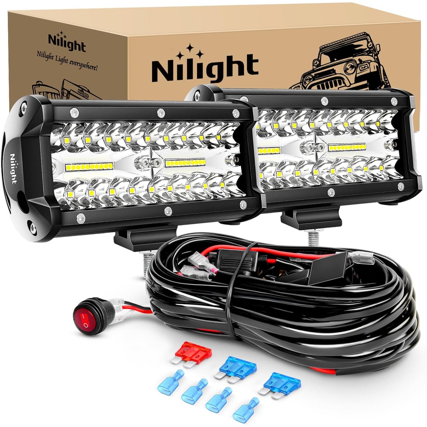 Nilight 2 個 6.5 インチ 120W スポット