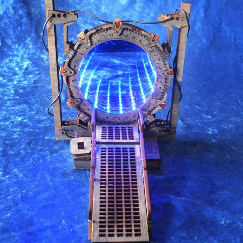 ポータル木製 DIY ブックエンドクリエイティブ面白い Led ライトスターゲイトブックエンド双方向ギャラクシードアテーブル装飾品ブックエンド学校に戻る