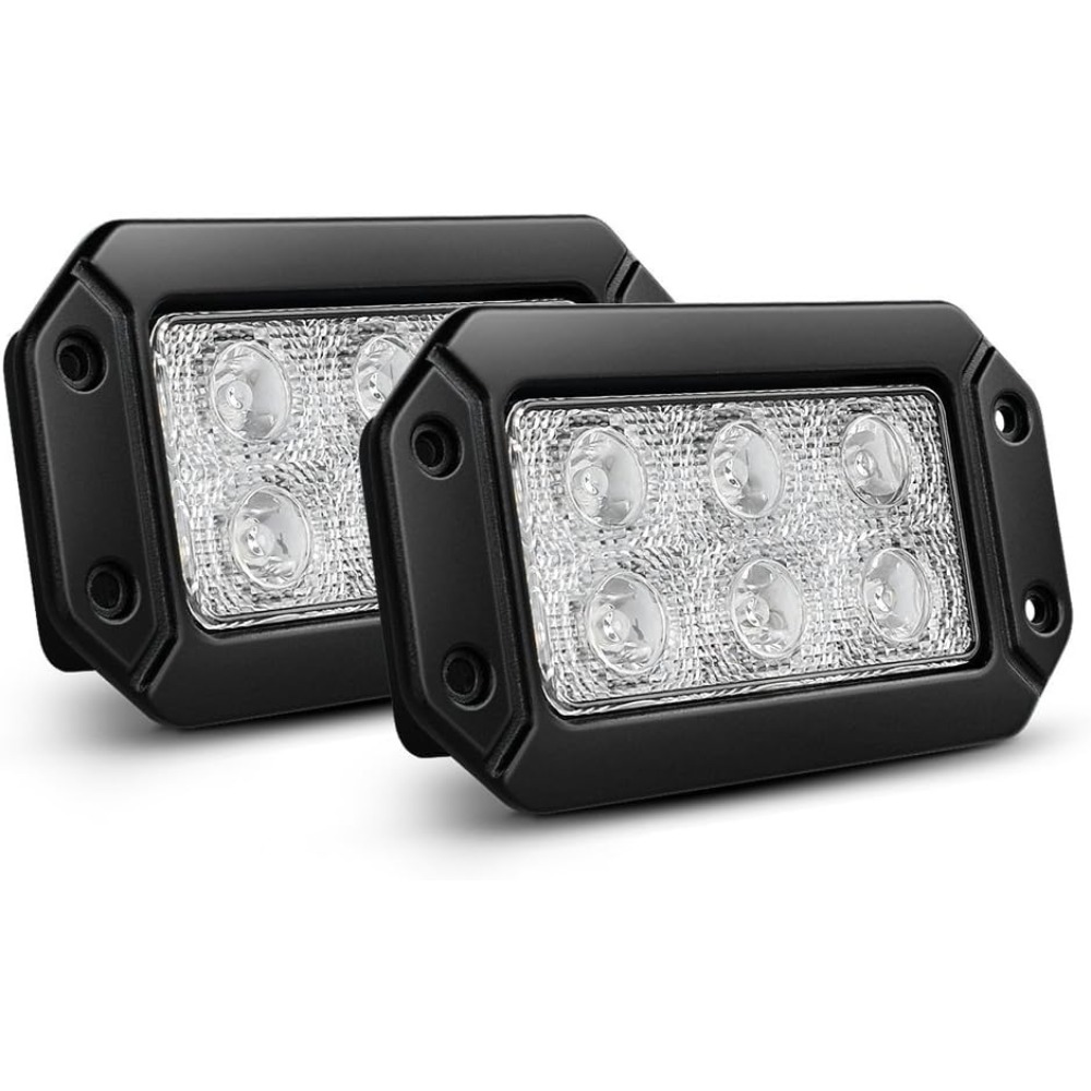 Nilight 18W Flush Mount LED Driving Lights 2PCS, Spot Beam Off Road Work Light Bar for Jeep Wrangler, Toyota Tacoma, Truck, ATV, UTV, Bumper Auxiliary Lamp