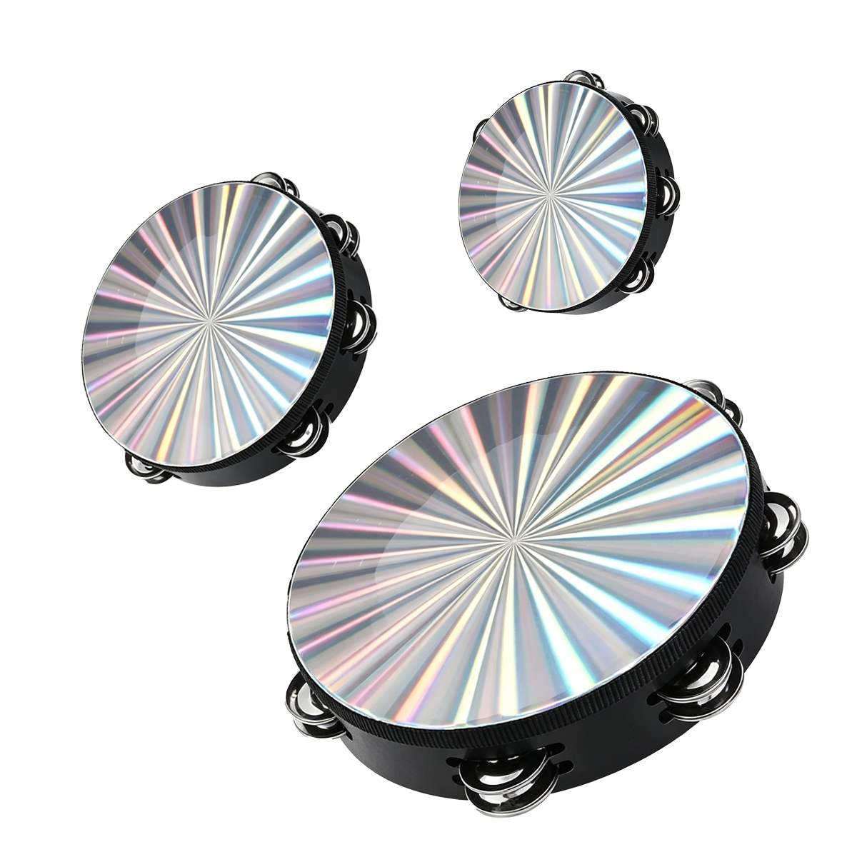 Miwayer 8/10 インチ木製タンバリン複列ジングル反射ドラムヘッドハンド打楽器