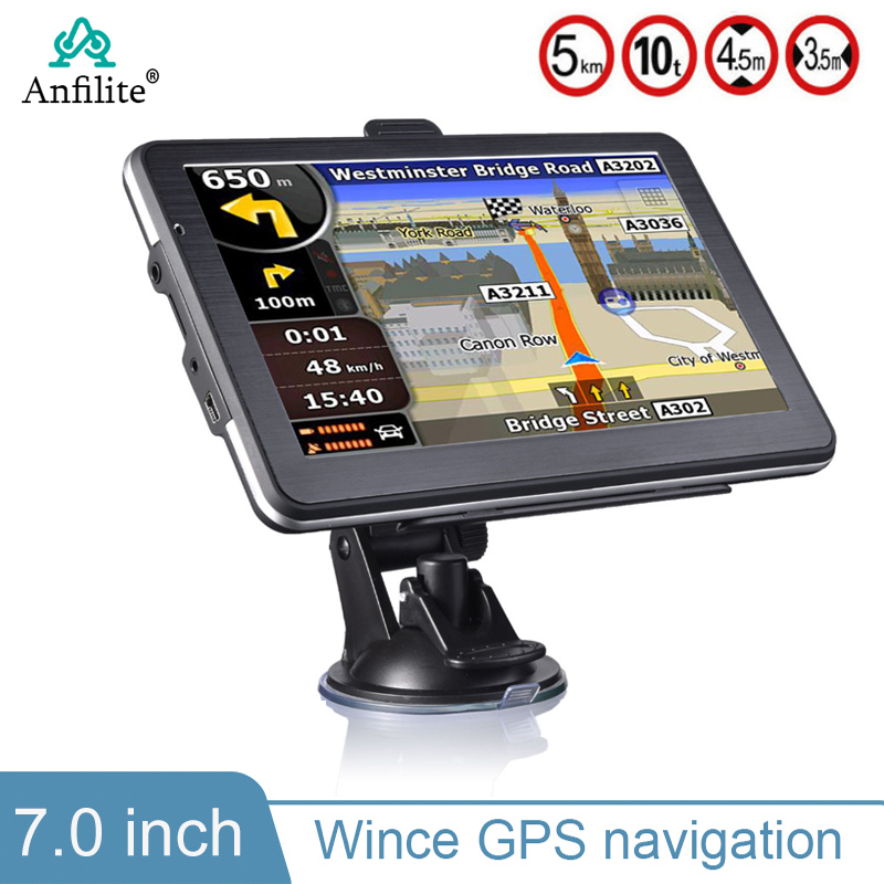 7 インチタッチスクリーン GPS ナビゲーション 256 メートル 16 ギガバイトひるみ 6.0 トラック GPS ナビゲーター FM ヨーロッパスペインカナダ南アメリカ無料地図