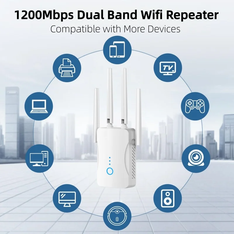 1200Mbps デュアルバンド WiFi リピーター ワイヤレス 2.4G 5GHz WiFi エクステンダー 802.11ac ギガビットアンプルーター長距離信号ブースター