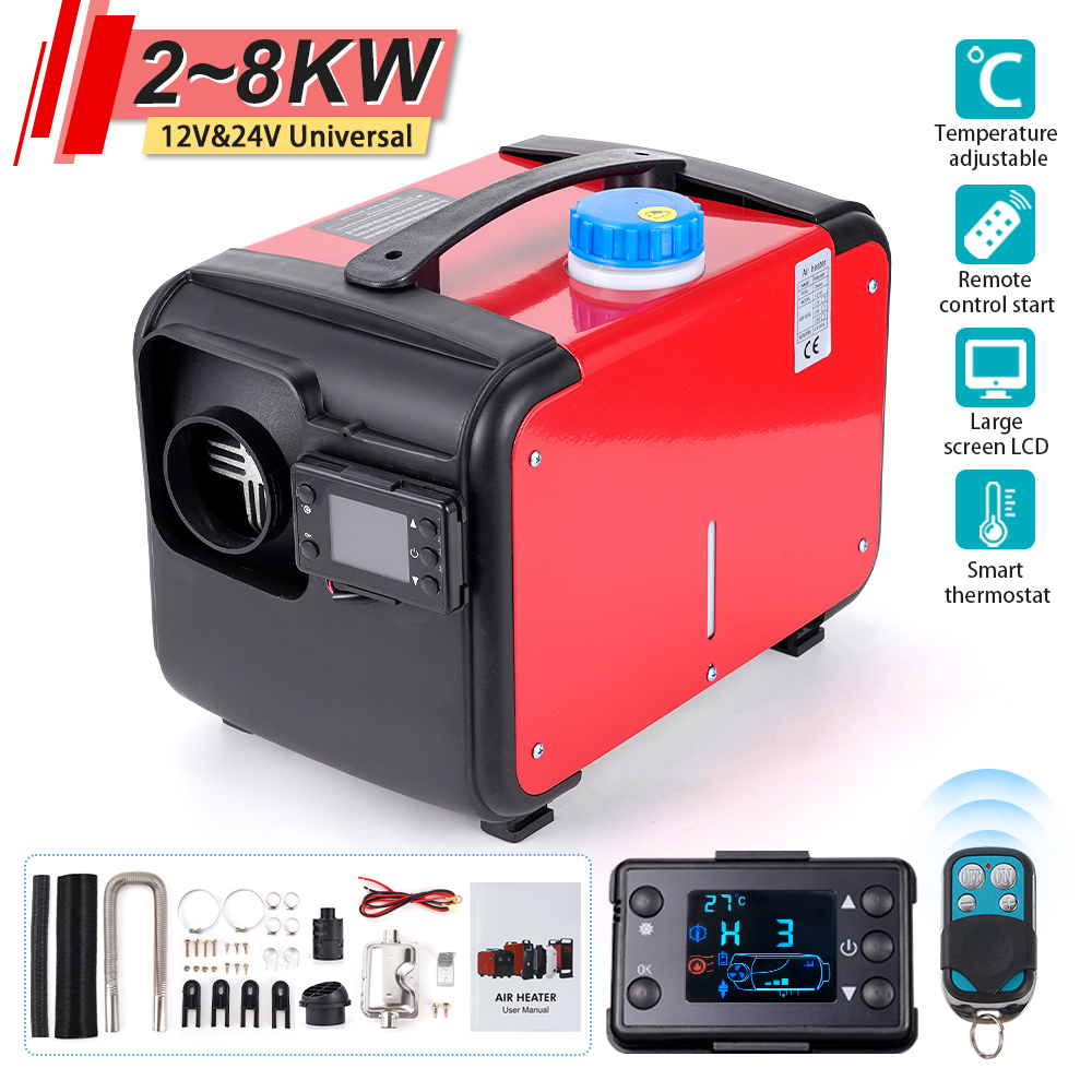 5-8KW 車のディーゼルエアパーキングヒーター 12/24V デュアル電圧ガソリンヒーター液晶パイプディーゼルエアヒータートラック用ヒーターアクセサリー