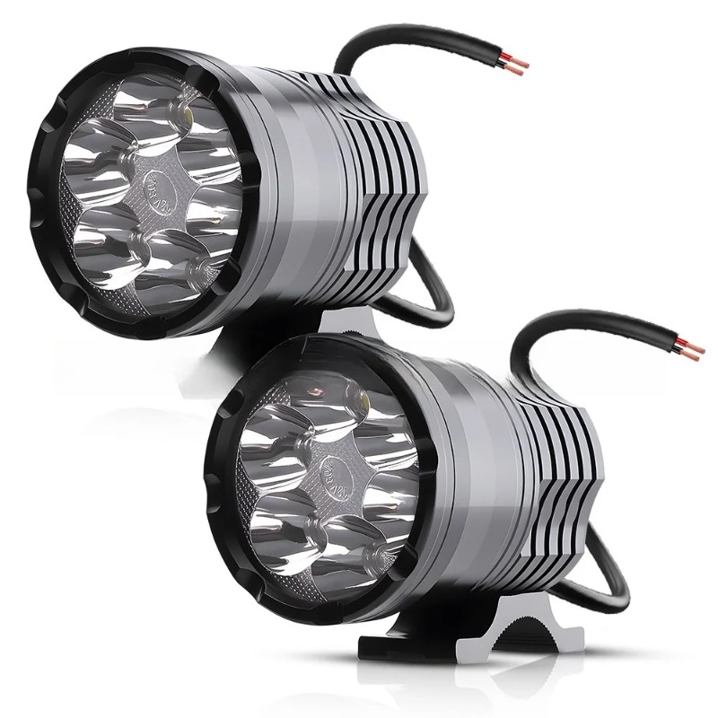 オートバイ用補助ヘッドライトライト 12-80V 高/低/ストロボ長距離追加モトフォグライトスポットライト