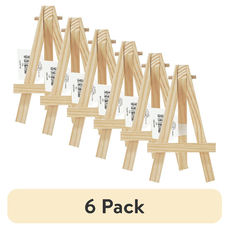 (6 pack) Mini Natural Wood Display Easel, Solid Pine Wood, 4.8", 1 Piece