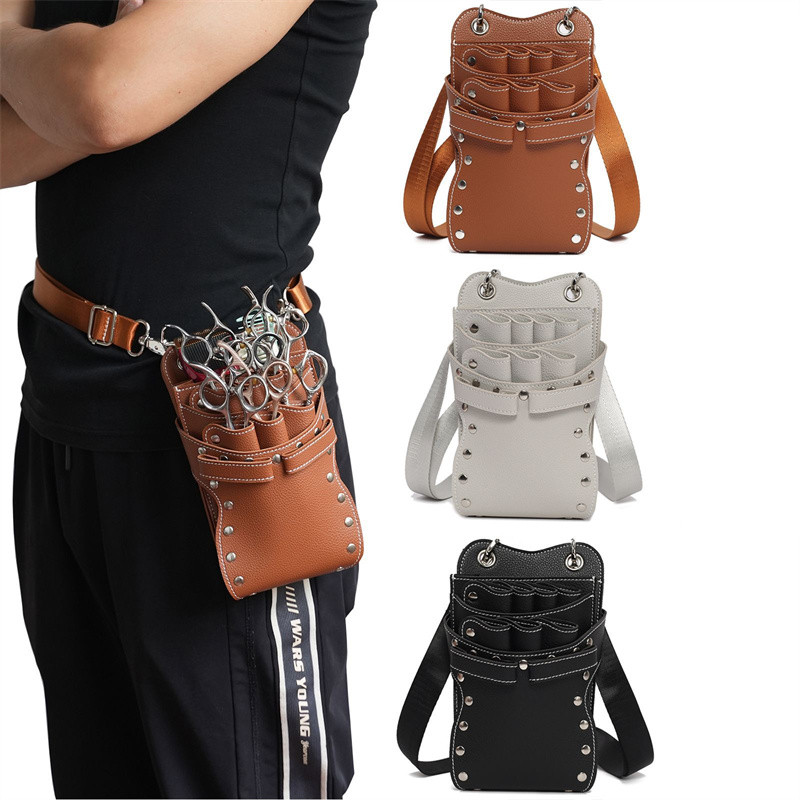 サロン理容師用プロフェッショナル 7 ポケットヘアはさみバッグ - シザークリップ ホルスター ポーチ ホルダー ケース ベルト - 理髪ツール