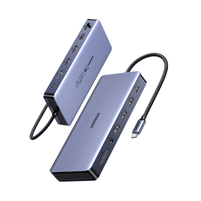 UGREEN Revodok Pro 313 ラップトップ ドッキング ステーション 13 in 1 4K トリプル ディスプレイ USB C ドック デュアル HD-MI、DP、10Gbps データ ポート
