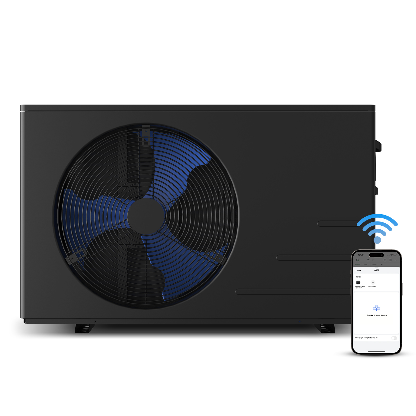 12,000 ガロンのプール用 30,000 BTU - エネルギー効率が高く、WiFi コントロール、超静音 52dB、地上プール内/地上プールヒートポンプで動作