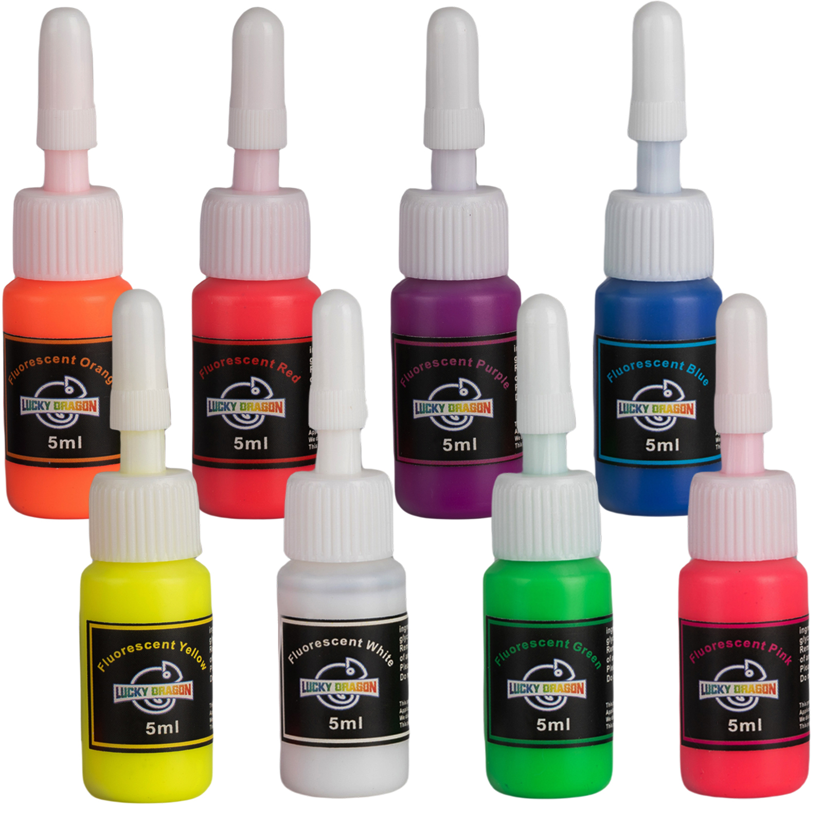 8/4 Color Fluorescent Tattoo Ink Set,Body Art Supplies for Beginners and Professionals, Tattooing Ink for Piercings