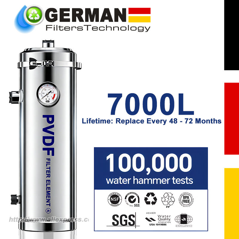 7000L 家全体高流量浄水器システム、ステンレスミネラルウォーターフィルター、再利用可能な PVDF 寿命は 4 ～ 6 年を超えます