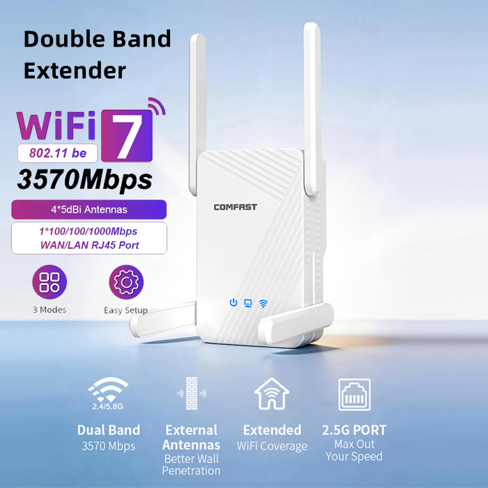WiFi 7 リピーター 3570Mbps ワイヤレス エクステンダー WiFi ブースター 2.4G