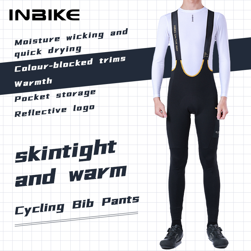 INBIKE 新しい冬サイクリングパンツメンズよだれかけズボンプロフェッショナルサイクリングパンツ暖かいフリースサイクリング服サイクリングパンツ