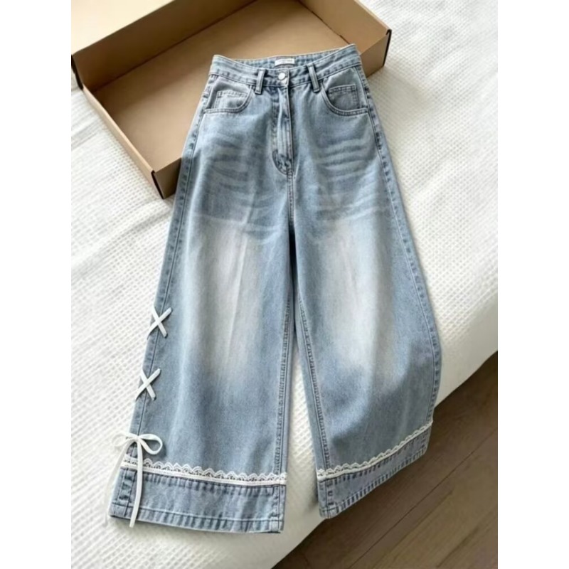 女性用ジーンズ クロップドパンツ ストレートレッグ ライトブルー ハイライズ ルーズフィット スリミング 夏 新しい 小柄 コンフォート ストレッチ ソフト