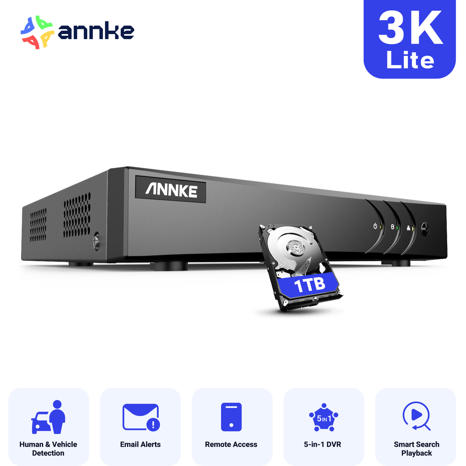 ANNKE 3K 5MP Lite 8CH HD ビデオ監視 DVR 5IN1 TVI/AHD/CVI/CVBS/IPC デジタルレコーダー 2MP 3MP 5MP IP CCTV カメラ用