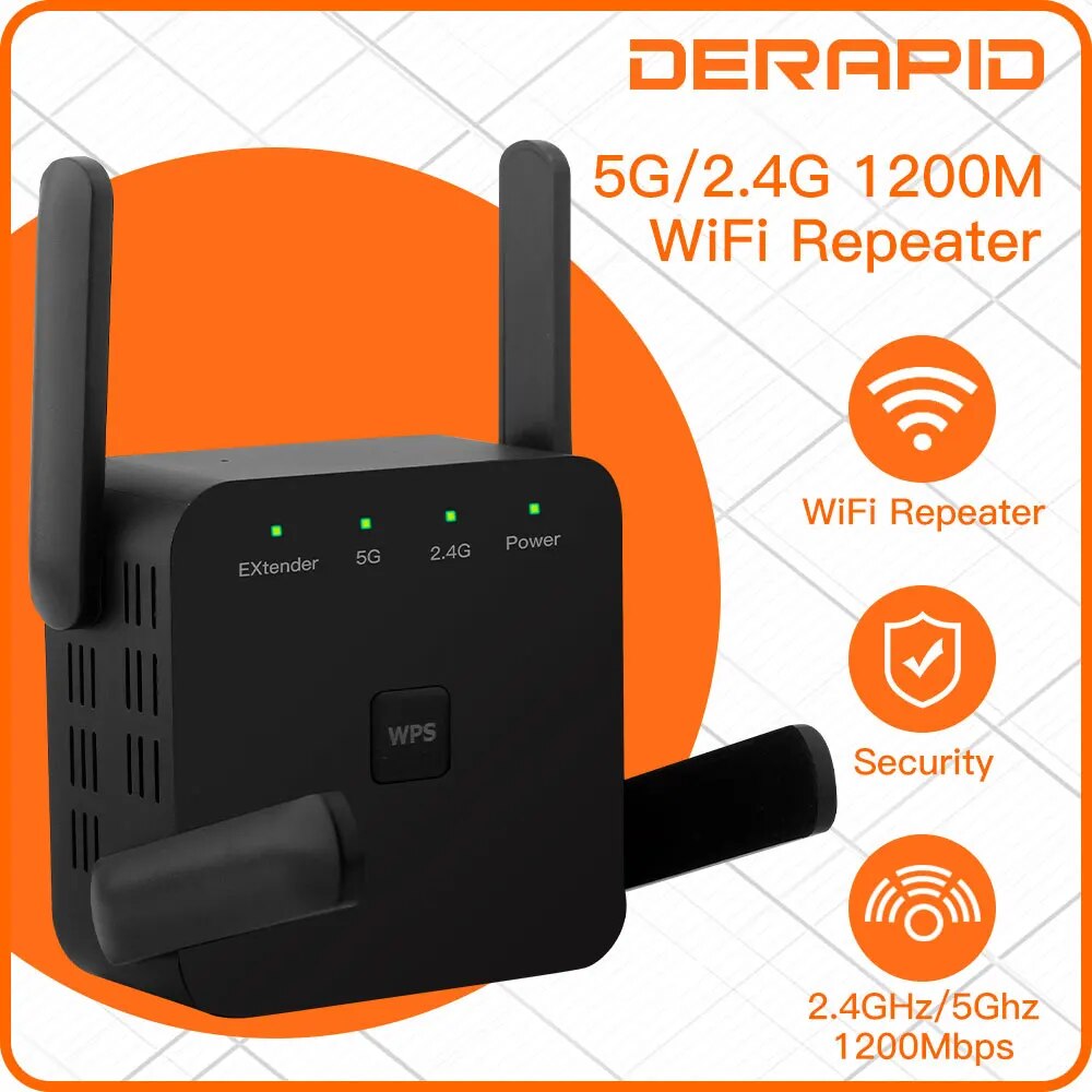 WiFi リピーター 1200Mbps 2.4GHz/5GHz ワイヤレスレンジエクステンダー信号増幅器 Wi-Fi Repetidor ブースター EU/米国プラグホームオフィス用