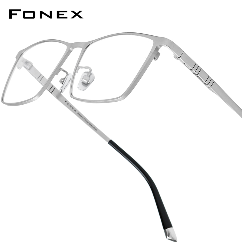 FONEX チタンメガネフレーム男性ブランドデザインスクエア眼鏡超軽量日本製ハイエンド品質眼鏡フレーム 85641