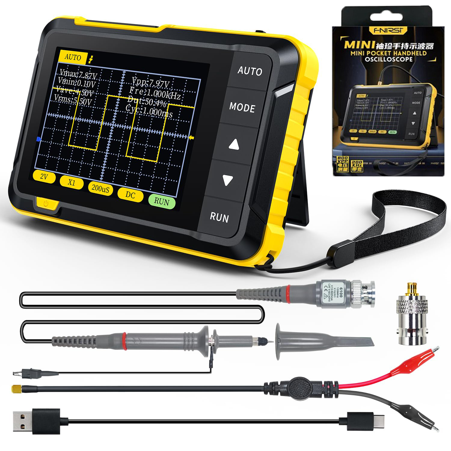 FNIRSI DSO152 2.8" TFT Digital Oscilloscope,2.5MS/s High Sampling Rate,200KHz Bandwidth,Trigger Function Auto/Nomal/Single