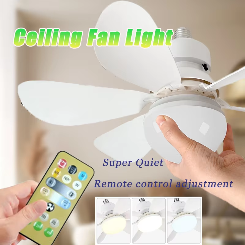LED 40W ソケットシーリングファン ライト付き 20.5インチ ネジシーリングファン ライト付き リモコン付き 寝室/ガレージ/キッチン用