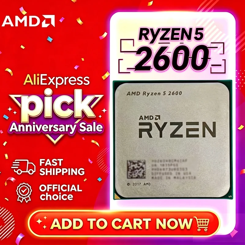 AMD R5 2600 デスクトッププロセッサソケット AM4 サポート DDR4 低電力チップ毎日のオフィスビデオ編集