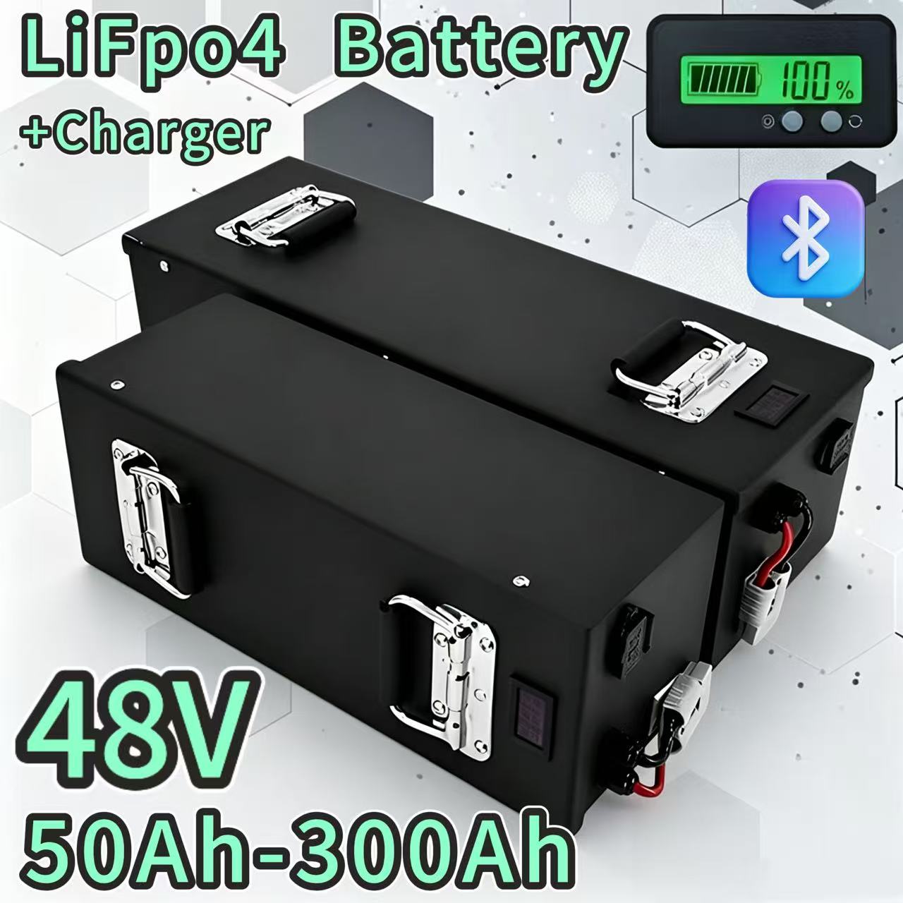 48V 高容量 LiFePO4 バッテリー 50Ah-300Ah 5KW 10KW ソーラーシステム電気自動車用 BMS リチウムリン酸鉄