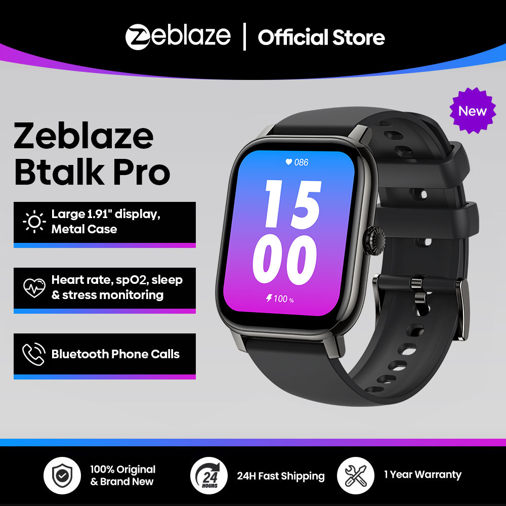 新しい Zeblaze Btalk PRO 1.91 インチ HD ディスプレイ音声通話スマートウォッチ複数のスポーツモード健康追跡スマートウォッチ