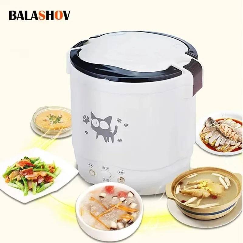 電気ミニ炊飯器ポータブル MultiCooker 家庭用炊飯器 12V 24V 220V ポット調理機パン車のトラック家庭用