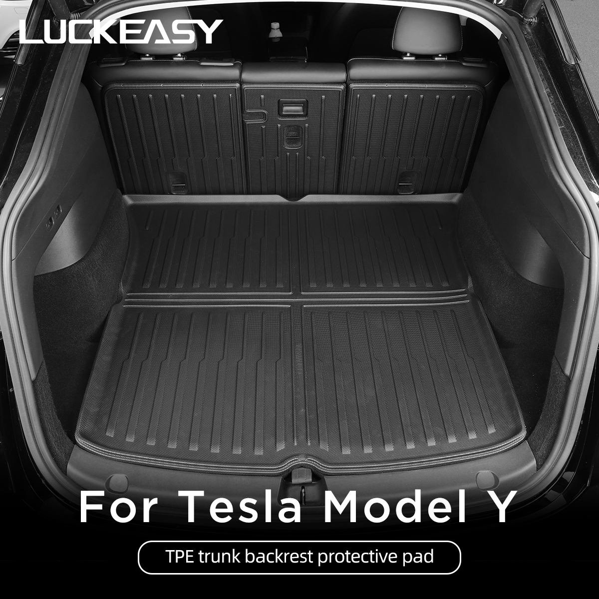 LUCKEASY テスラモデル Y 後部座席背もたれ保護パッドトランクマット抗キックパッドカーインテリアアクセサリー 2021-2024