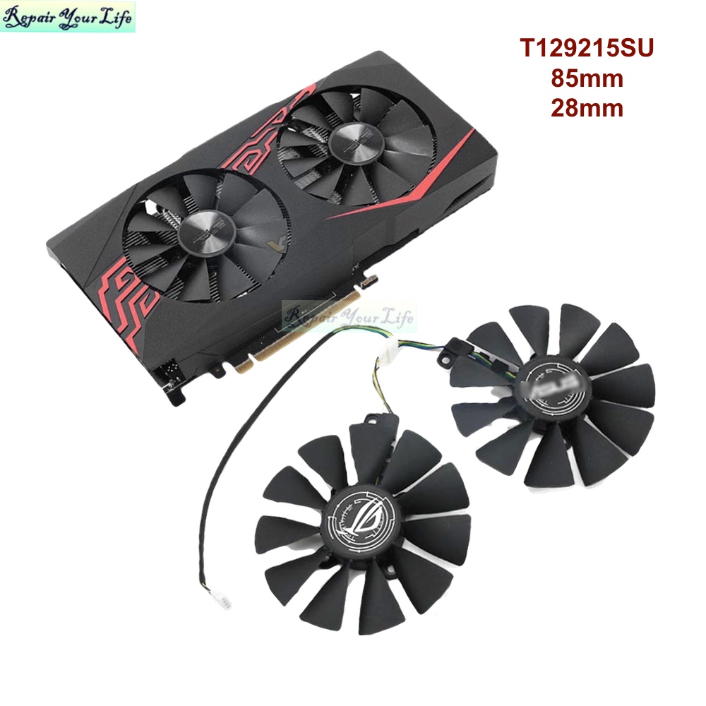 85mm T129215SU ビデオグラフィックカード冷却ファン、ASUS EX-RX 570 GTX 1070 1060 DUAL、GeForce RX570-4G 8G GPUクーラーファン用