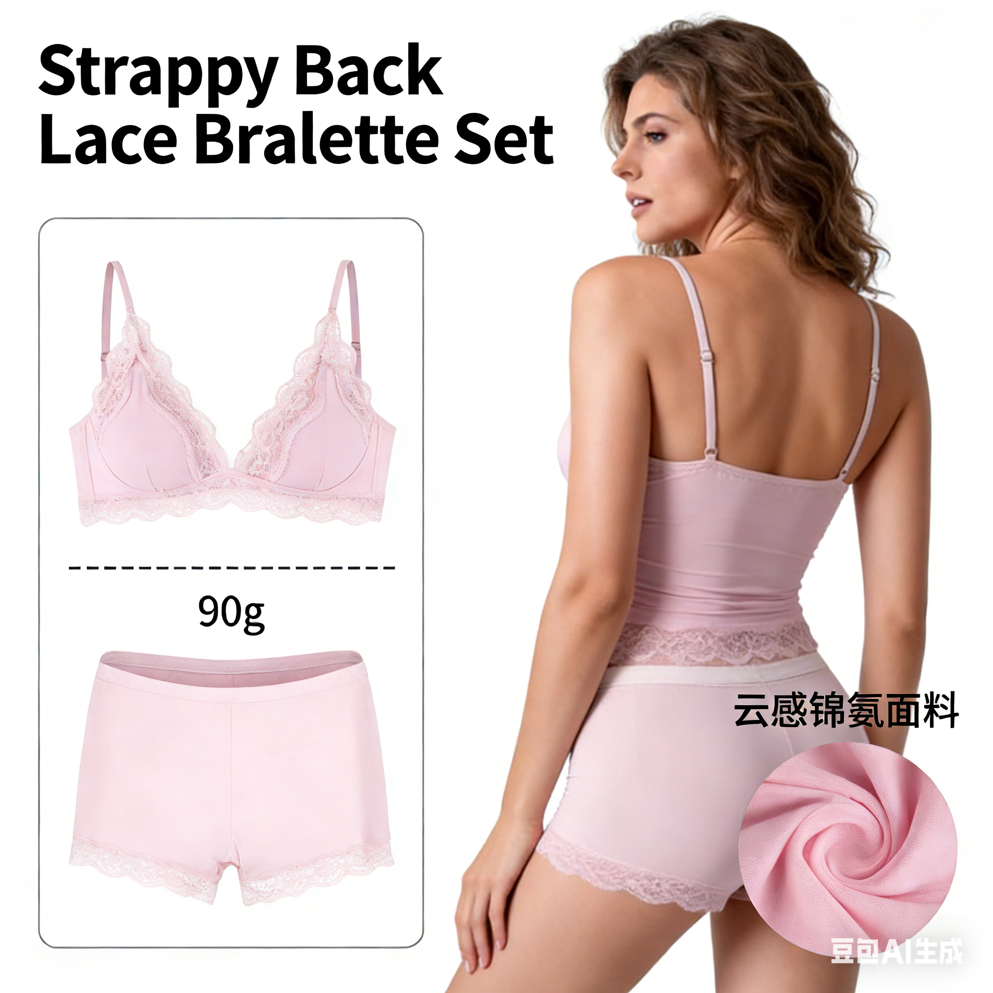 女性の夏プッシュアップレースブラレットセット軽量パッド入りストラップバックレーストリムマッチングショートセット