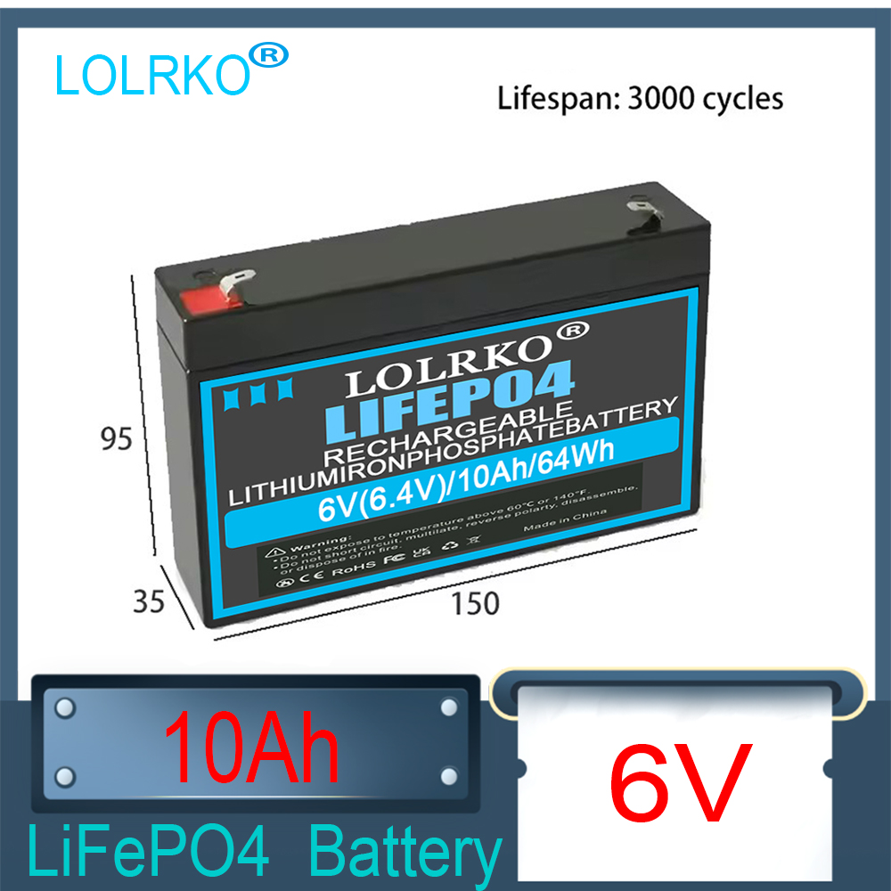 6V 8Ah LiFePO4 バッテリー BMS 充電式リチウムリン酸鉄バッテリー 6V 20Ah 緊急ライト/子供車用