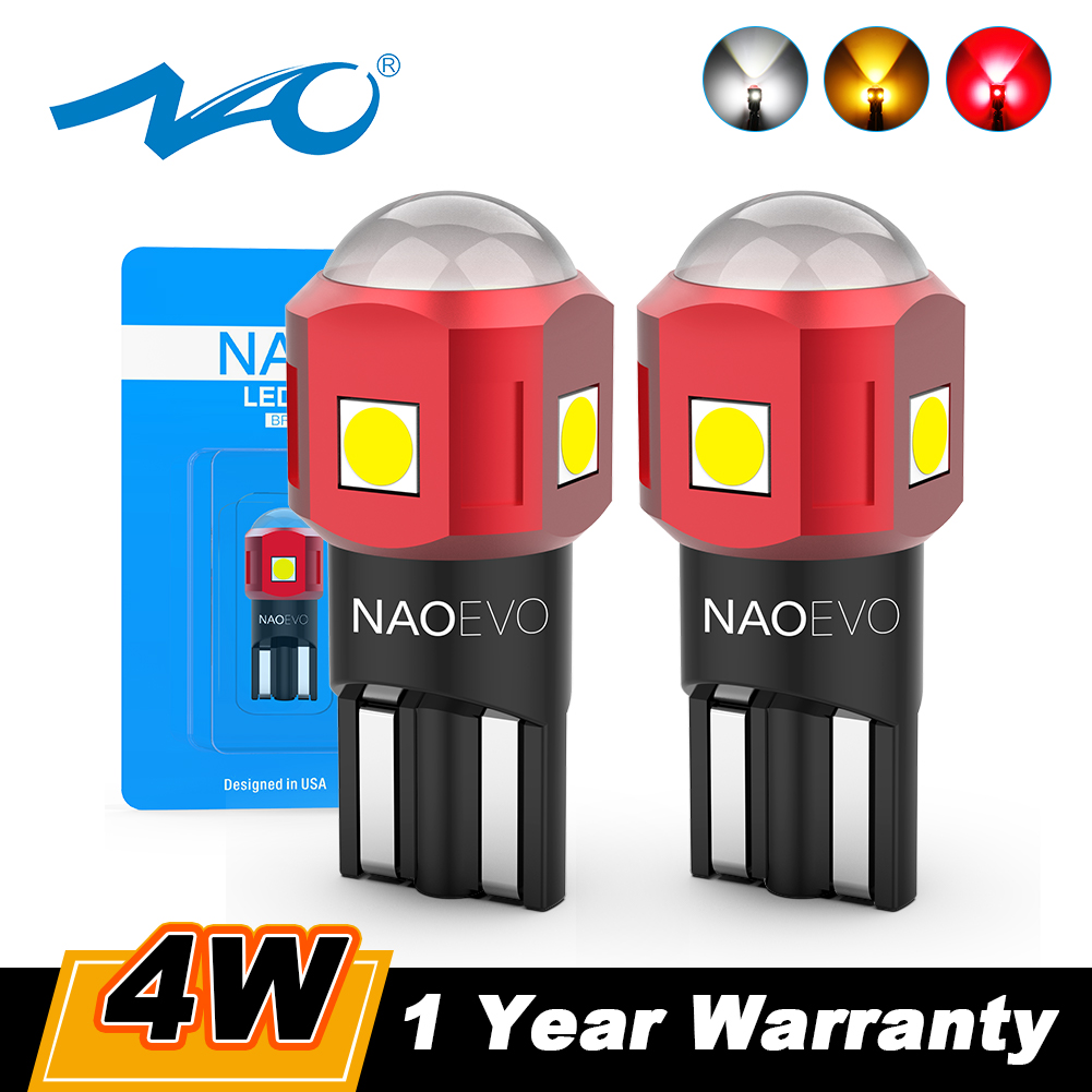 NAO 2x W5W T10 LED 超高輝度 5W5 12V 24V 4W 600Lm 車内サイドライト自動電球ウォームホワイトアンバーレッド強力なマーカーランプ