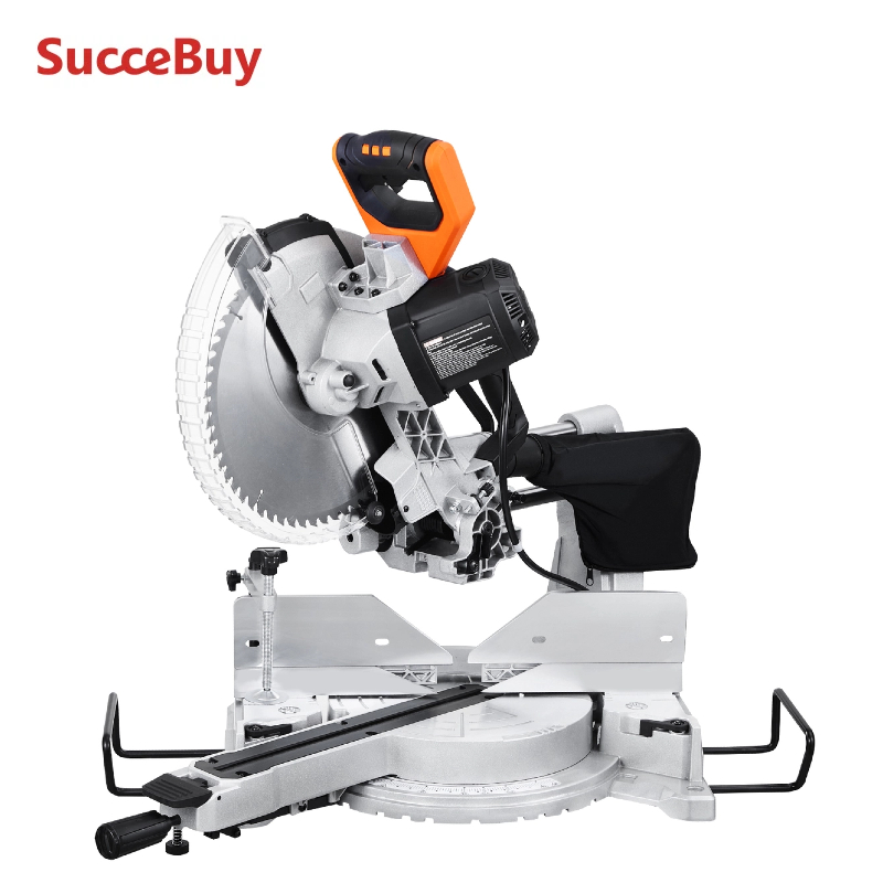 SucceBuy スライディングコンパウンドマイターソー 12 インチブレード 15Amp モーター 60 歯 コード付きダブルベベル スライディングマイターソー LED アライメント
