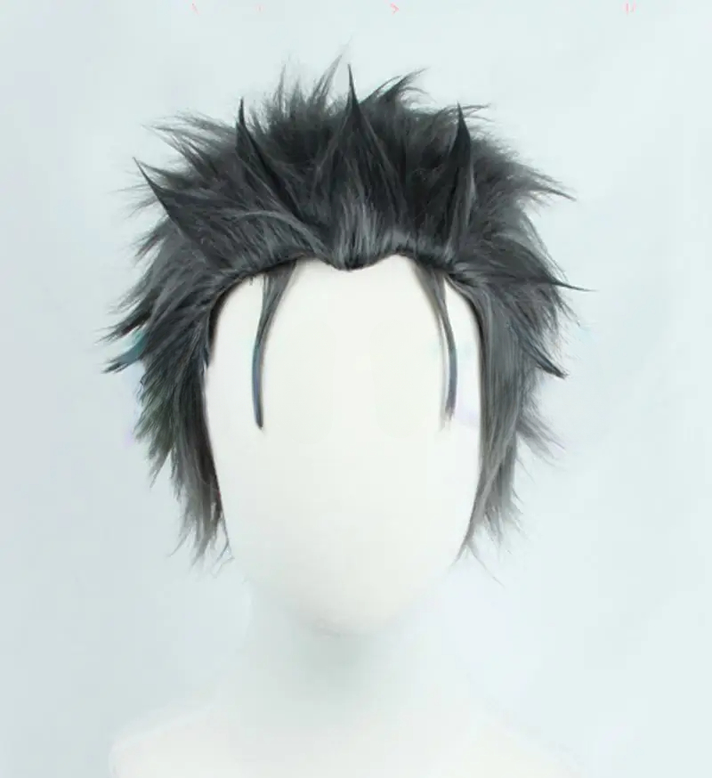 Re:Zero kara Hajimeru Isekai Seikatsu Subaru Natsuki Wig Black Grey Mix Short Synthetic Hair Cosplay Wigs