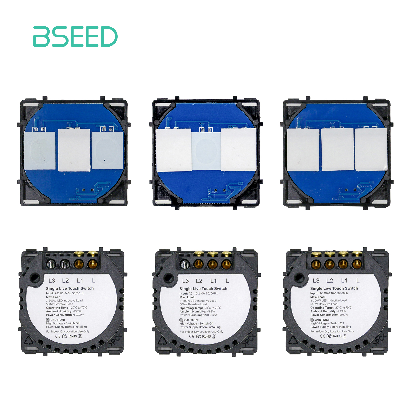BSEED 1/2/3Gang タッチスイッチファンクションキーウォールライトスイッチ挿入部分ホーム Led 電源スイッチブルーバックライトモジュール
