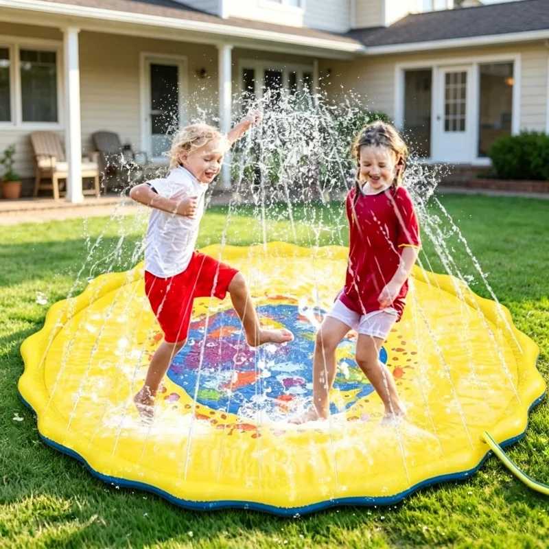 100/170 センチメートル夏のビーチの芝生インフレータブル水スプレーパッド屋外ゲームおもちゃスイミングプールマット子供遊び水マット子供のための