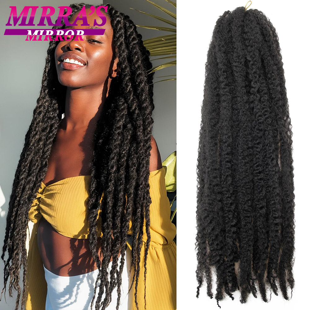 マーリーツイスト編み毛 18/24 インチマーリーツイストヘアアフロ変態カーリーフェイク Locs かぎ針編みヘア合成マーリーヘアエクステンション