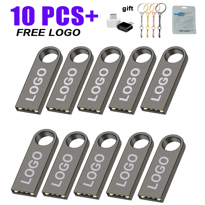 10 ピース/ロット USB フラッシュドライブ 4 ギガバイト 8 ギガバイト 16 ギガバイト金属ペンドライブペンドライブ 32 ギガバイト 64 ギガバイトメモリスティック 128 ギガバイト無料カスタマイズされたギフト USB 2.0 スティック