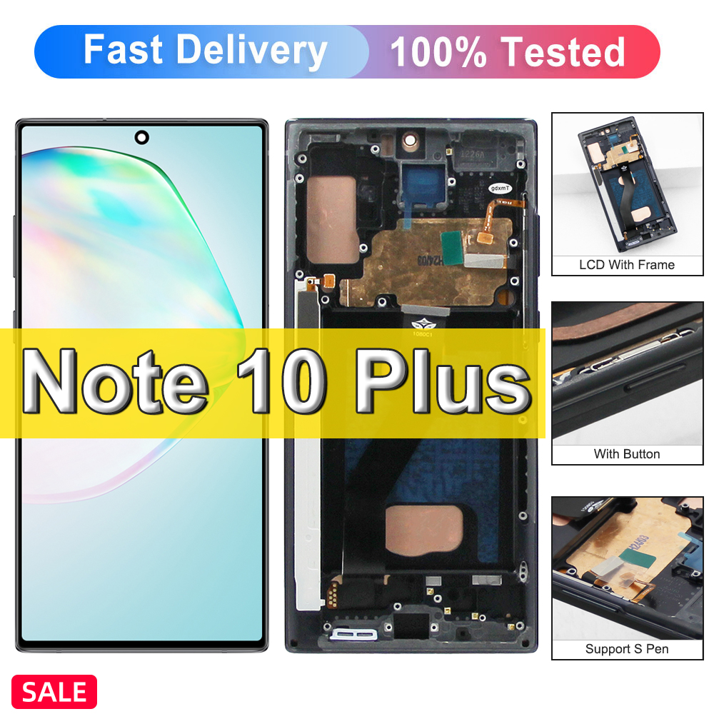 TFT Note 10 Plus ディスプレイスクリーン Samsung Galaxy Note10 N975F N975F/DS Lcd ディスプレイタッチスクリーンアセンブリとフレーム部品付き